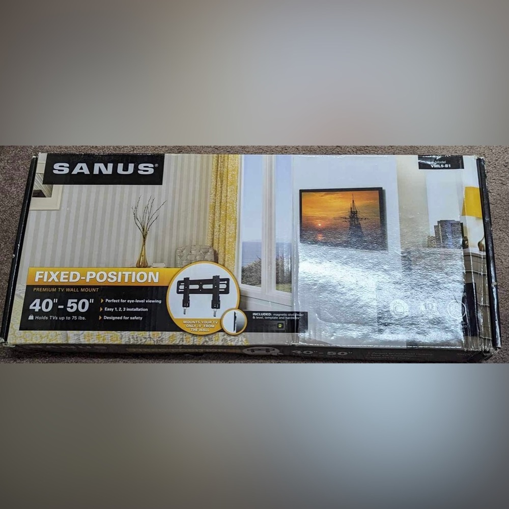 SANUS TV WALL MOUNT #VML5-B1 40"-50" PREMIUM FIXED SLIM LINE UP TO 75 LBS
